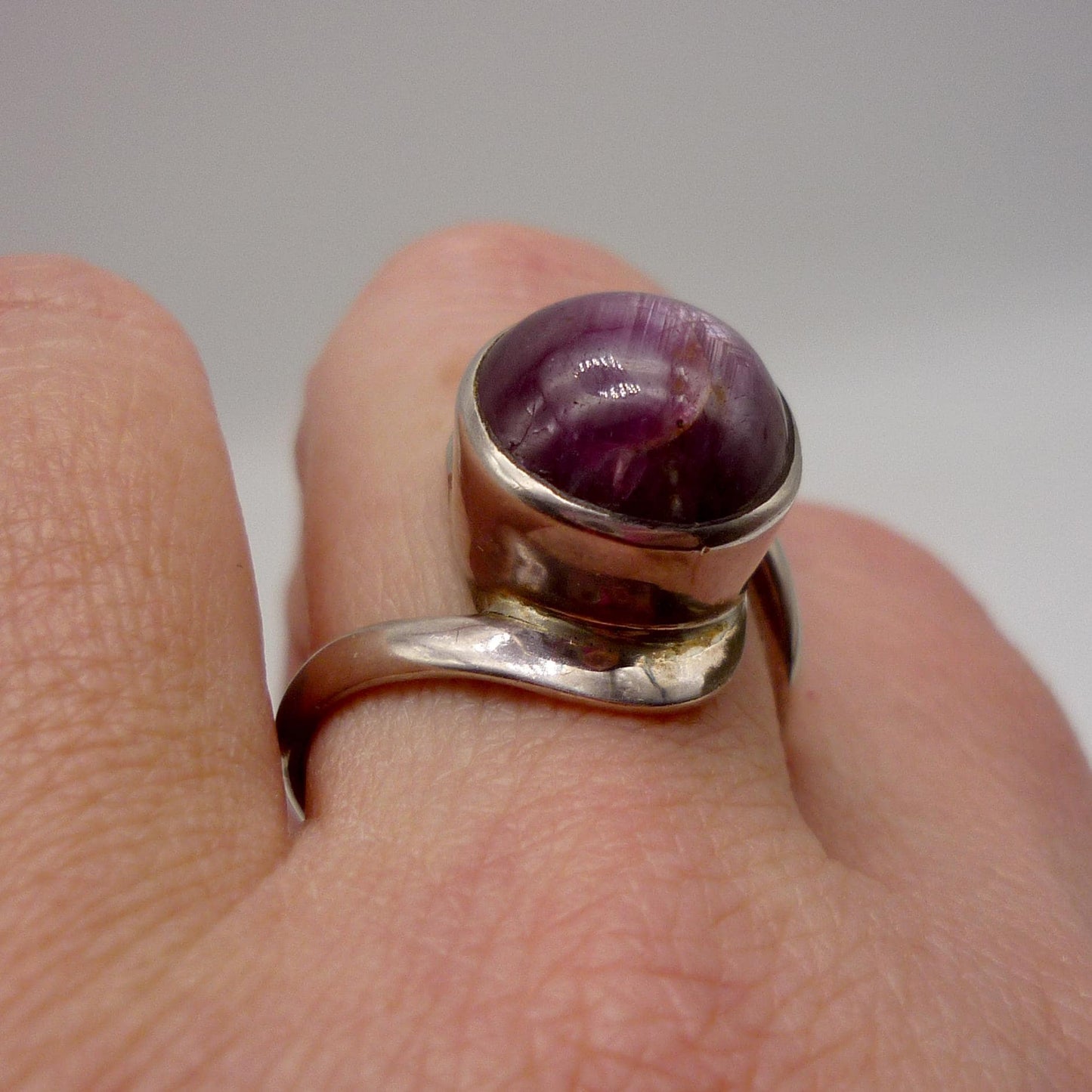 Vintage Silver Blue John Gemstone Ring Size 7.5