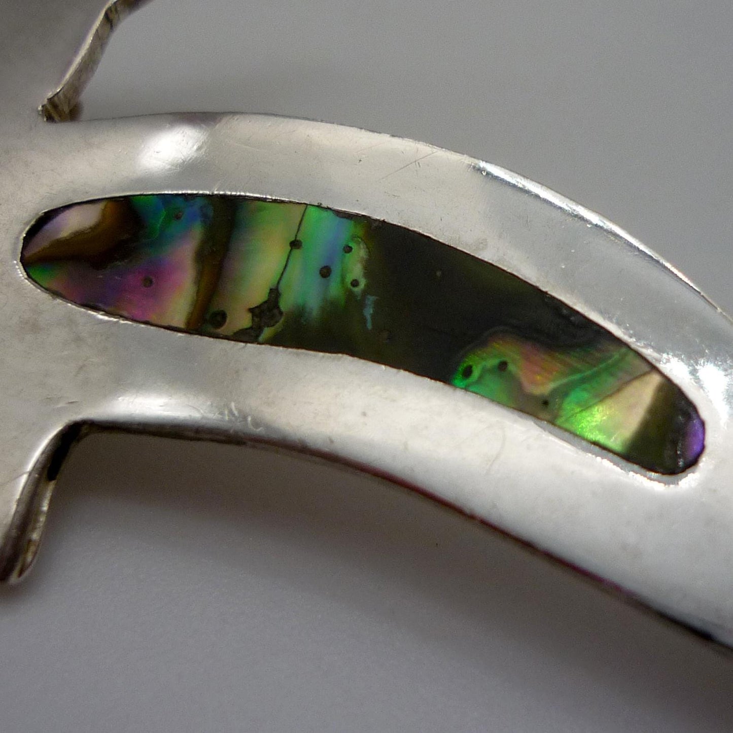 Vintage Abalone & Alpaca Silver Seahorse Brooch