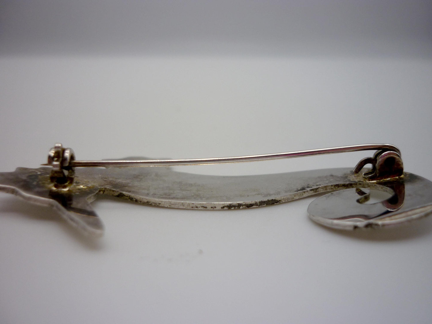 Vintage Abalone & Alpaca Silver Seahorse Brooch