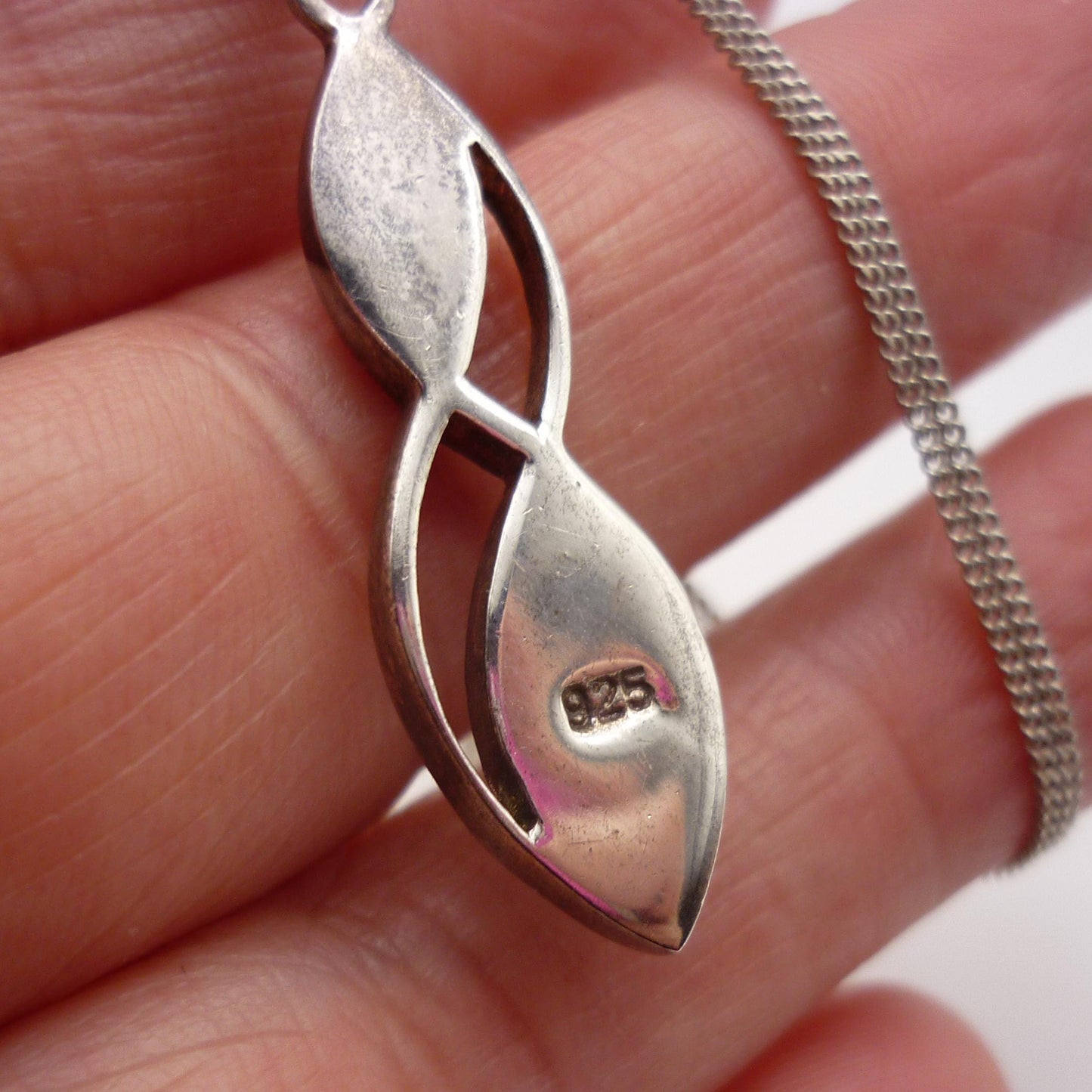 Vintage Silver Pink & Blue Mother of Pearl Pendant on 925 Chain