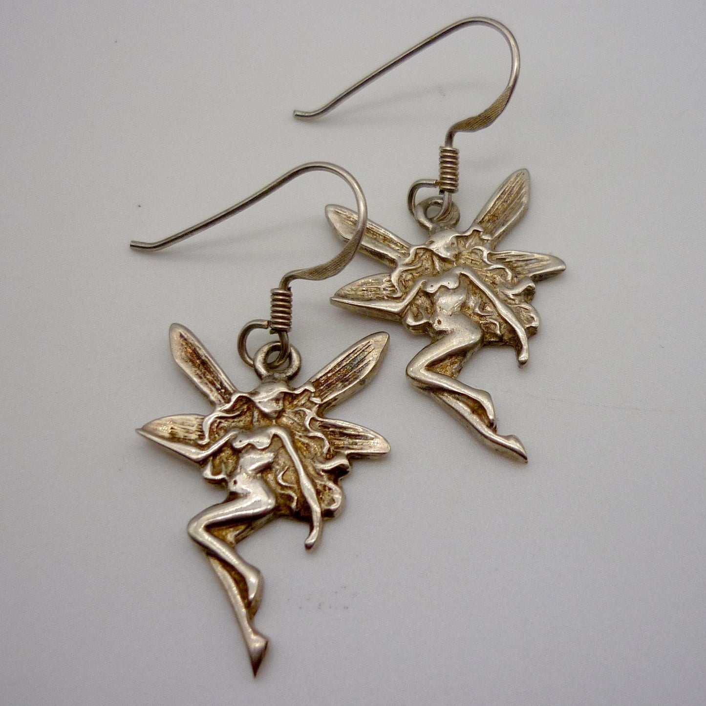 Vintage Sterling Silver Fairy Dangle  Earrings