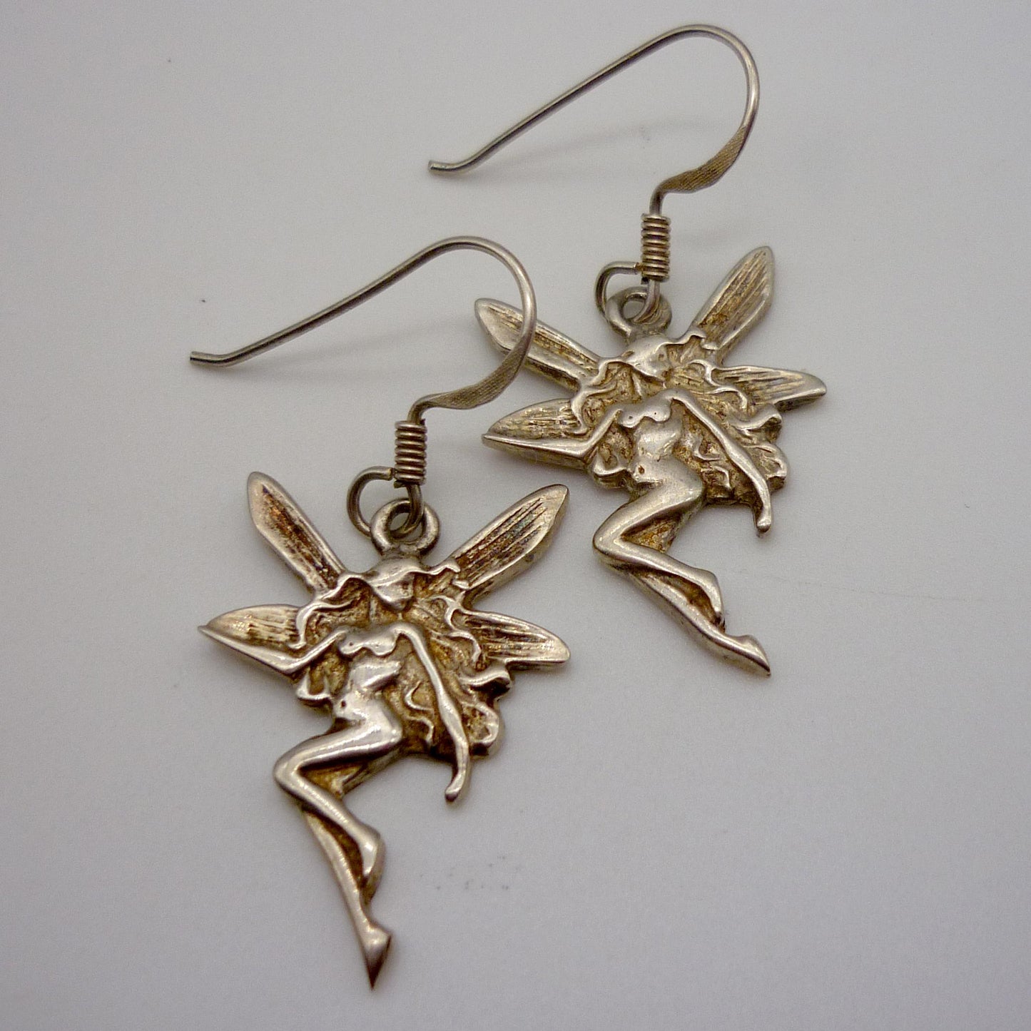 Vintage Sterling Silver Fairy Dangle  Earrings