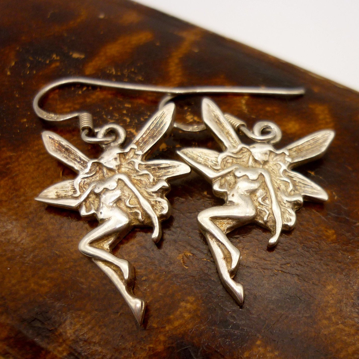 Vintage Sterling Silver Fairy Dangle  Earrings