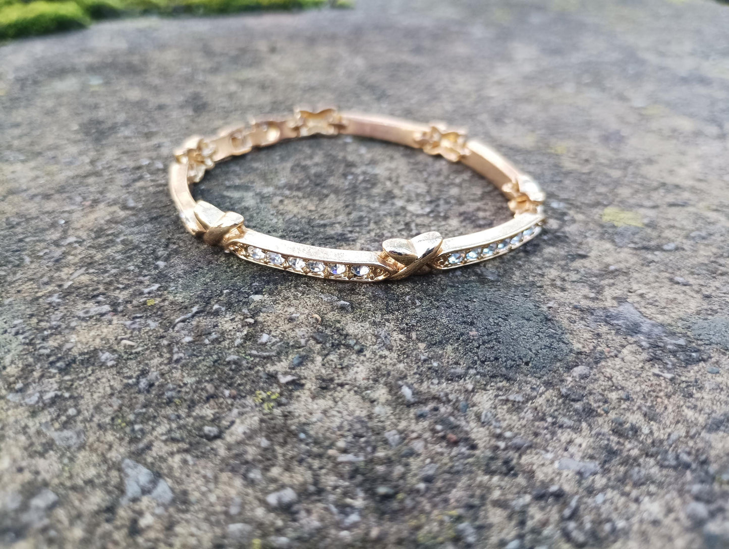 Gold Toned Costume Crystal XOXO Bracelet