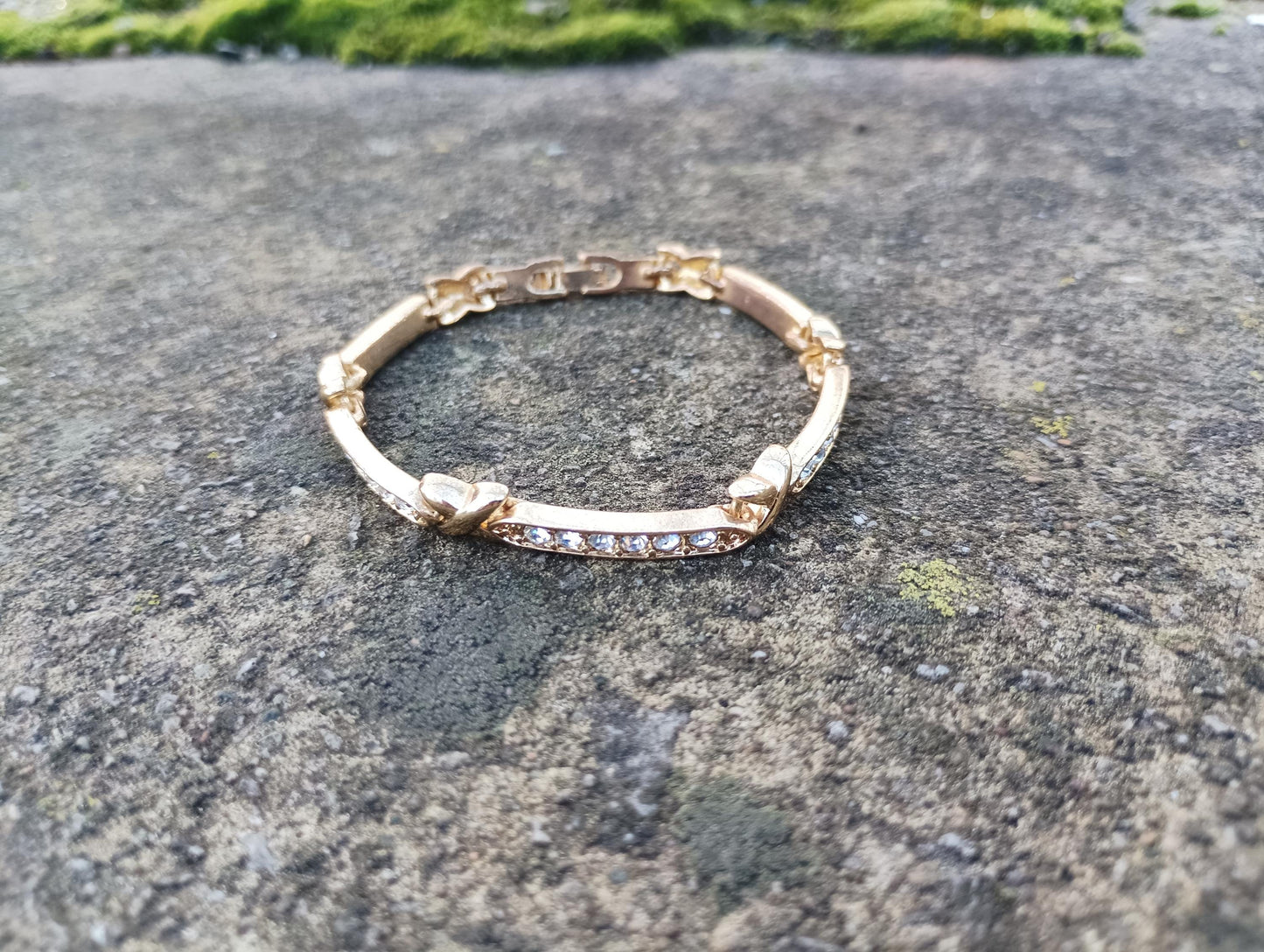 Gold Toned Costume Crystal XOXO Bracelet