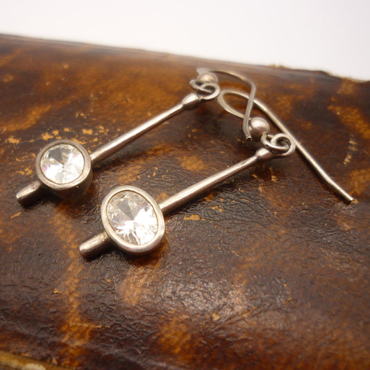 Vintage Clear Quartz Dangle Earrings