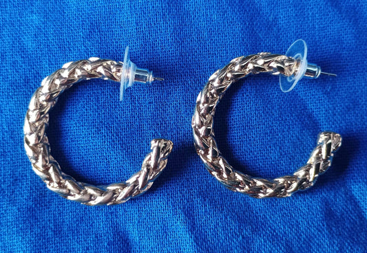 Vintage Gold Plated Braid Hoop Earrings