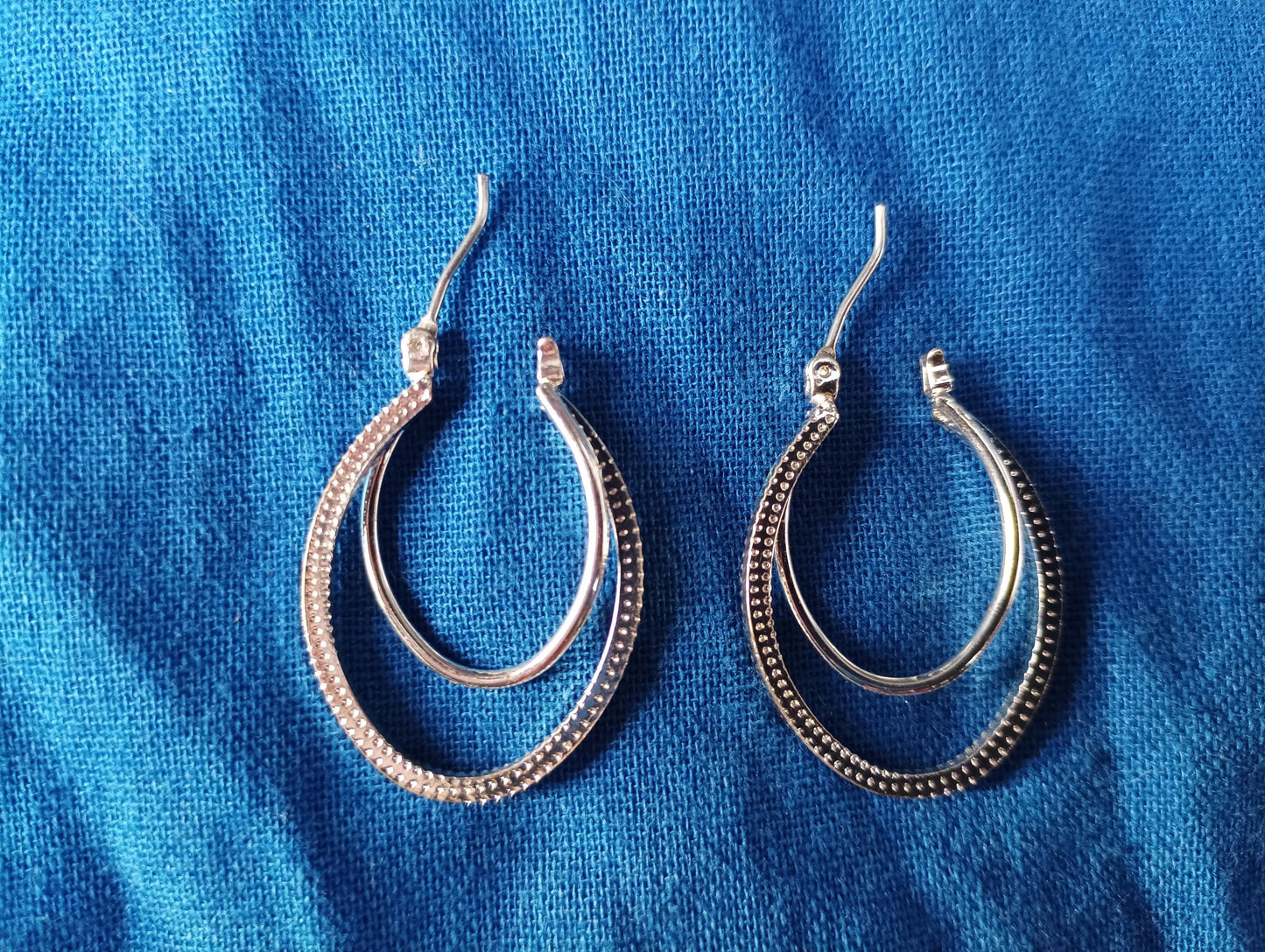 Vintage Silver Tone Double Layer Hoop Earrings