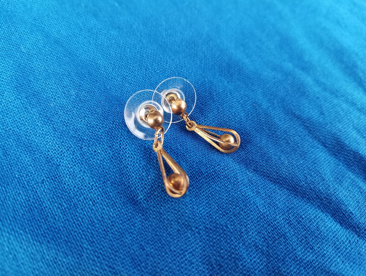 Vintage Costume Drop Earrings with Caged Spheres