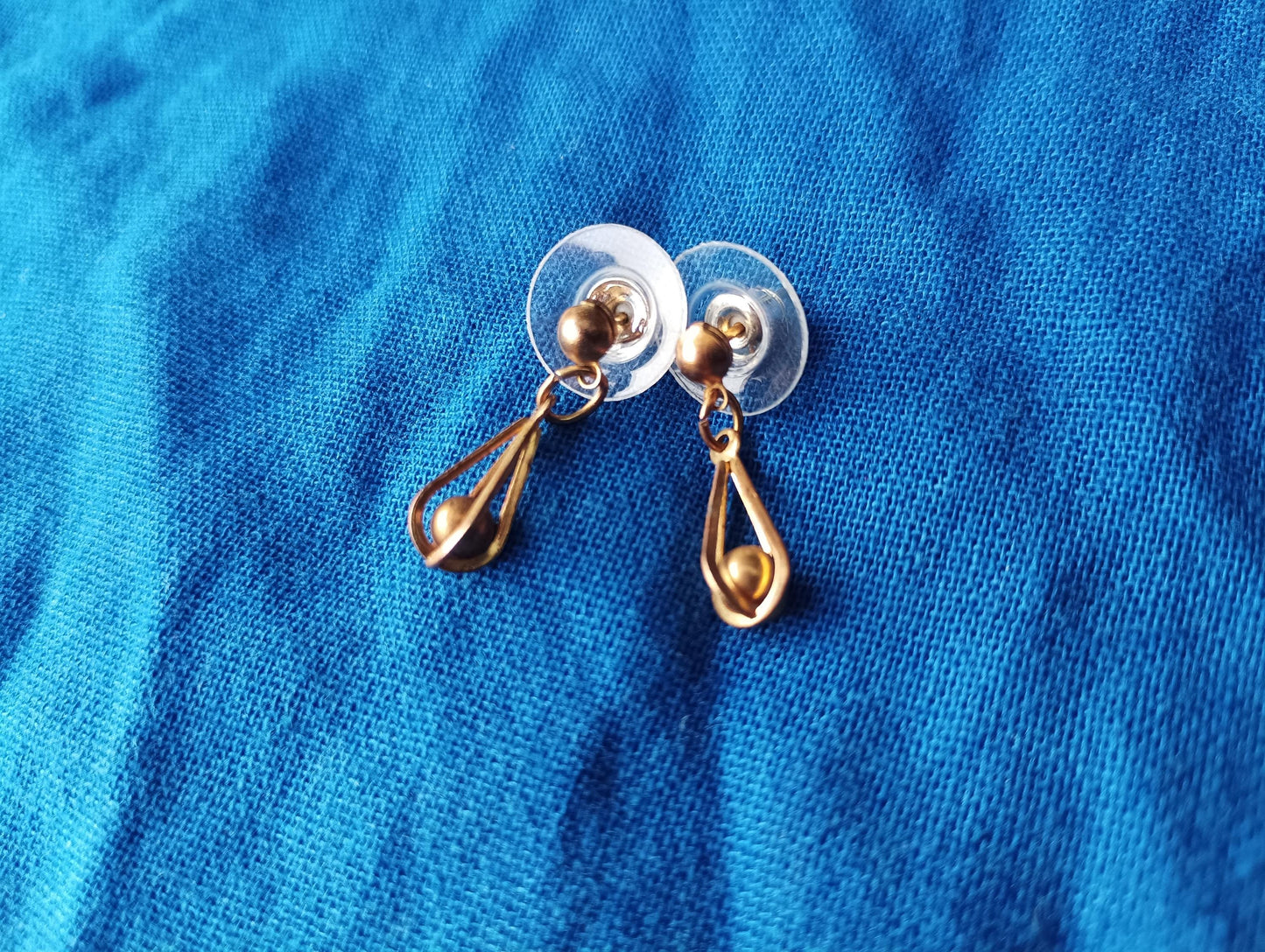 Vintage Costume Drop Earrings with Caged Spheres