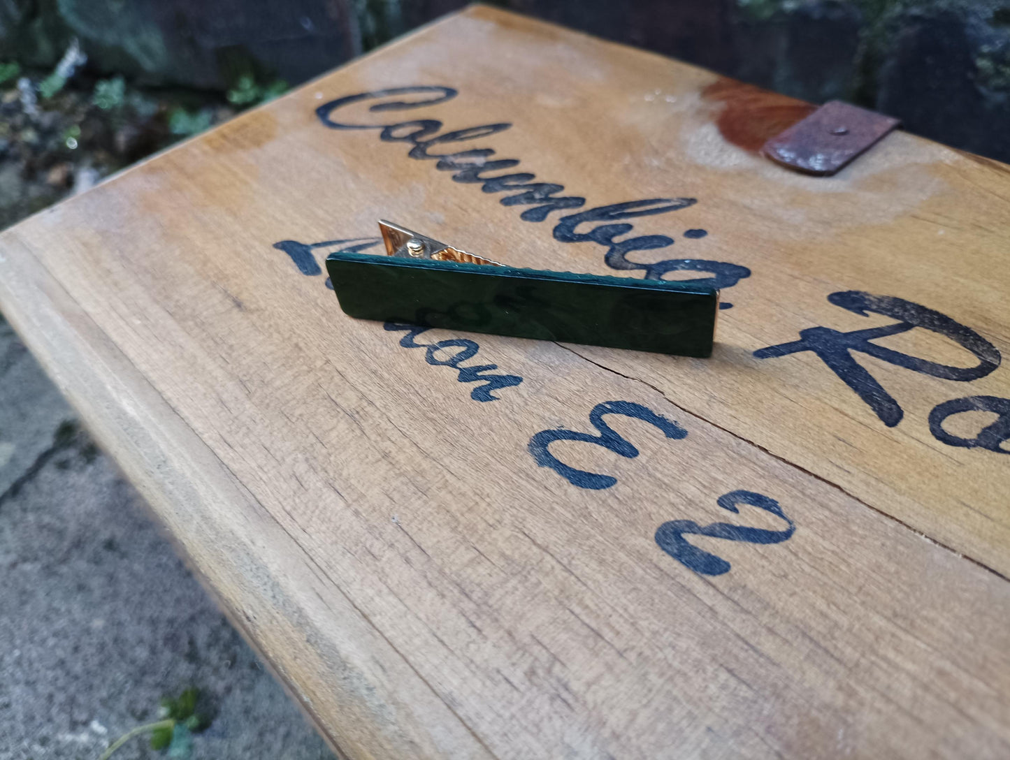 Green Marbled Acetate Barrette/Hair Clip, Malachite-style, Alligator clip back