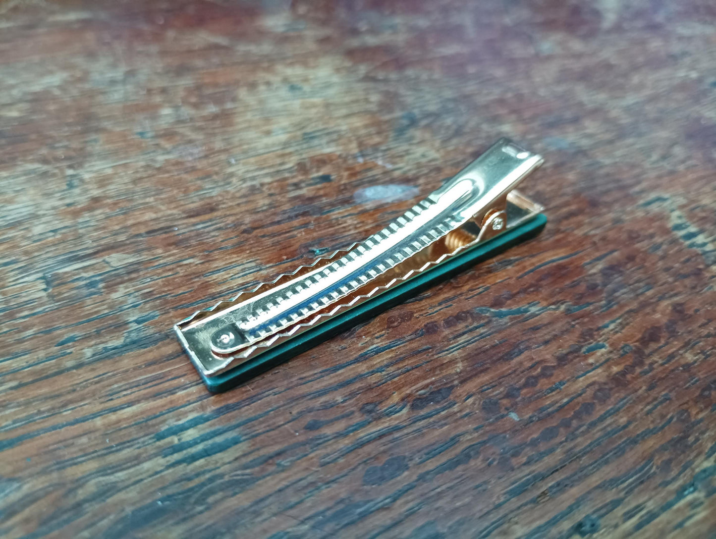 Green Marbled Acetate Barrette/Hair Clip, Malachite-style, Alligator clip back