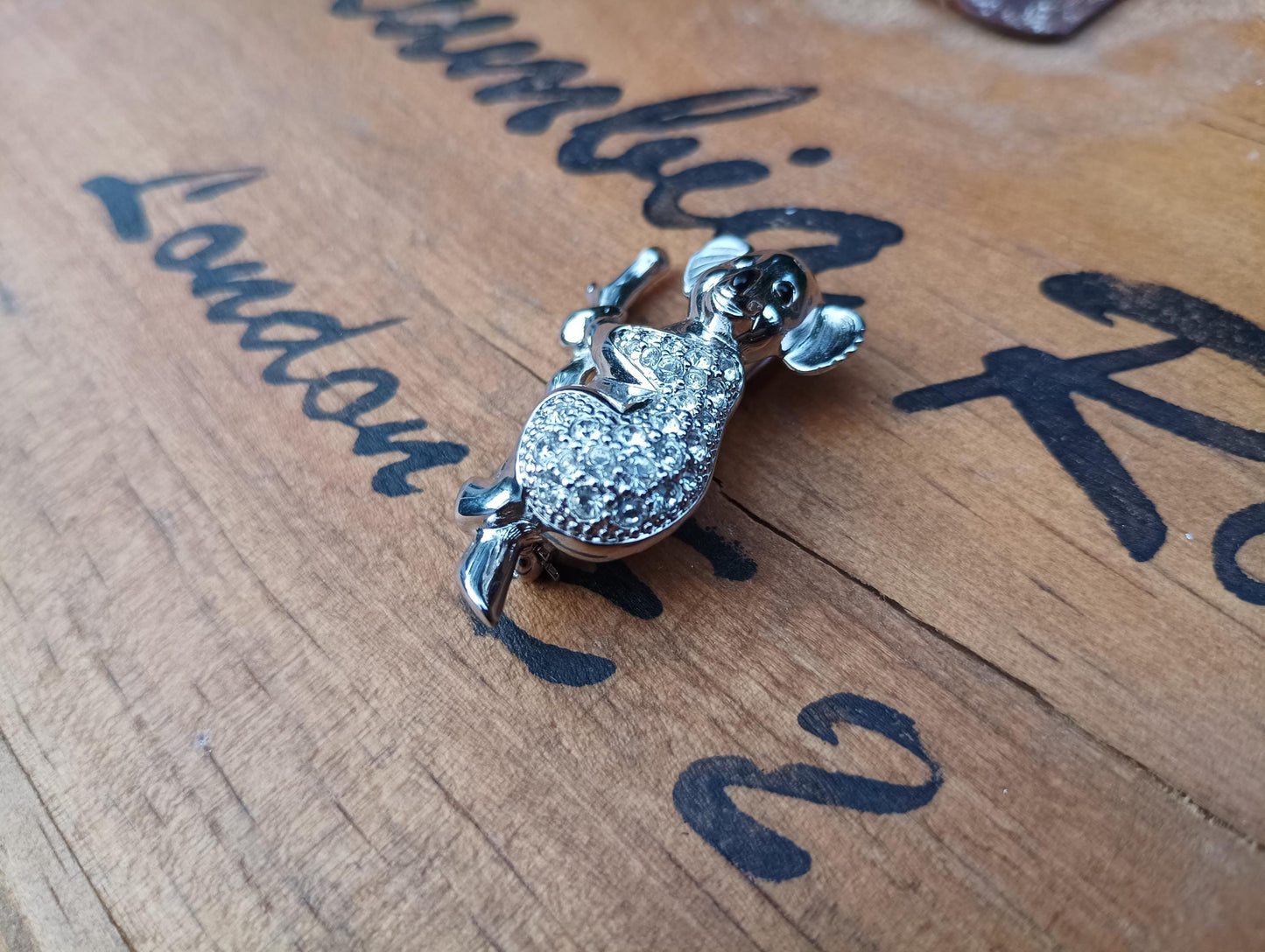 Vintage Rhodium Plated Swarovski Koala Pin