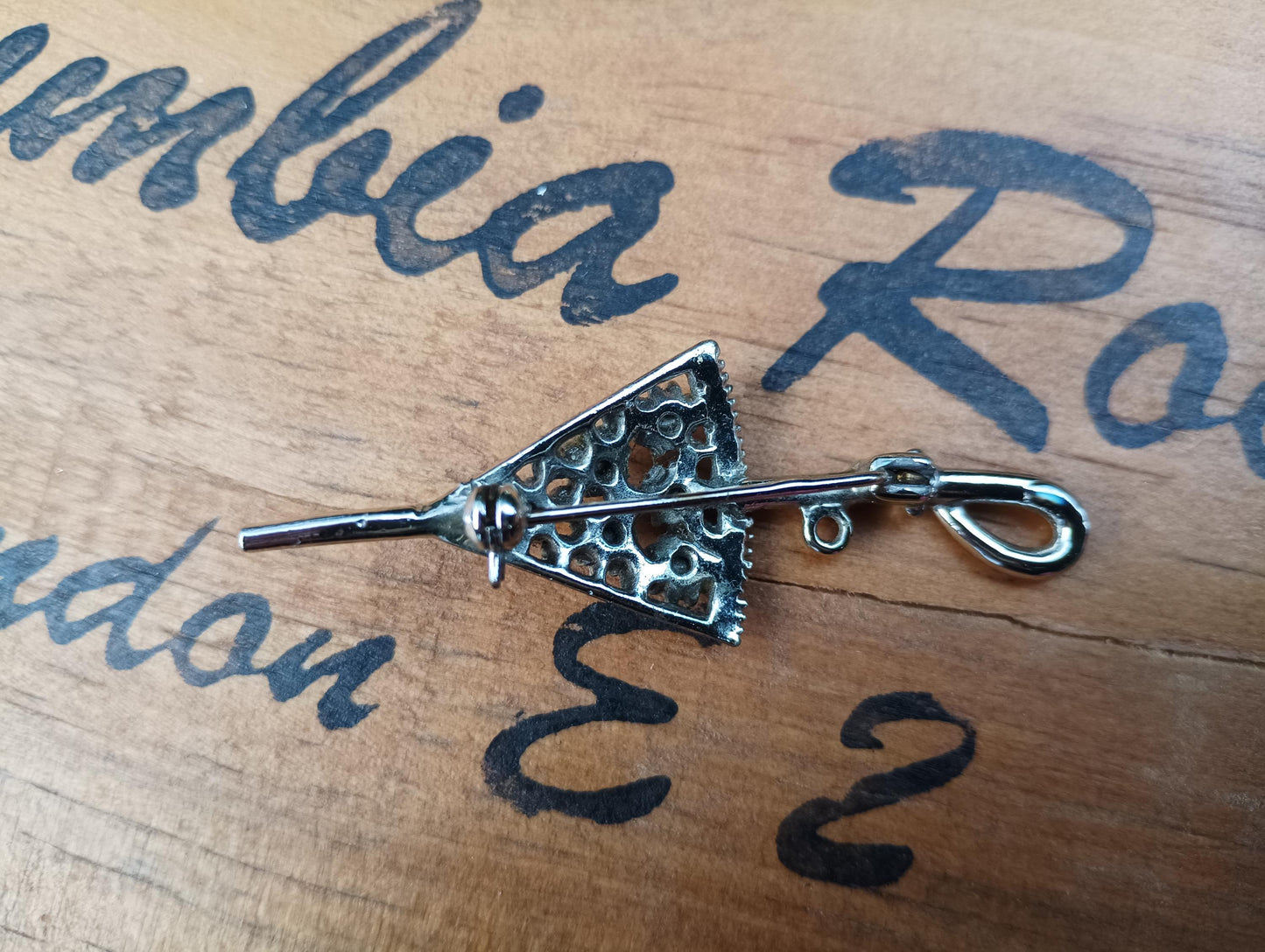 1960s Vintage Umbrella Brooch with Aurora Borealis Crystals