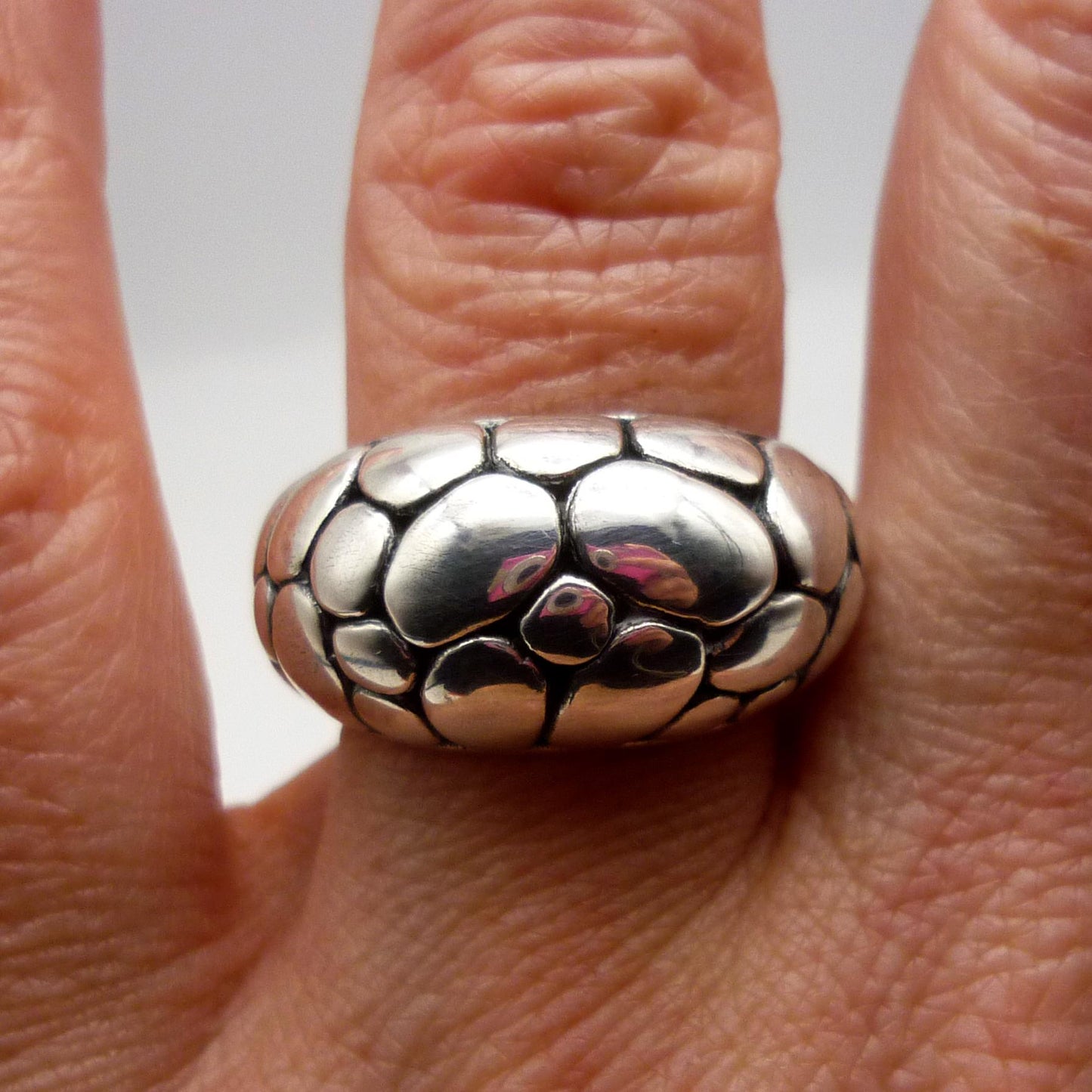 Chunky Silver Dome Ring Size 6.75