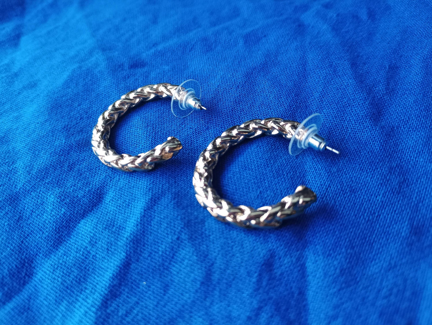 Vintage Gold Plated Braid Hoop Earrings