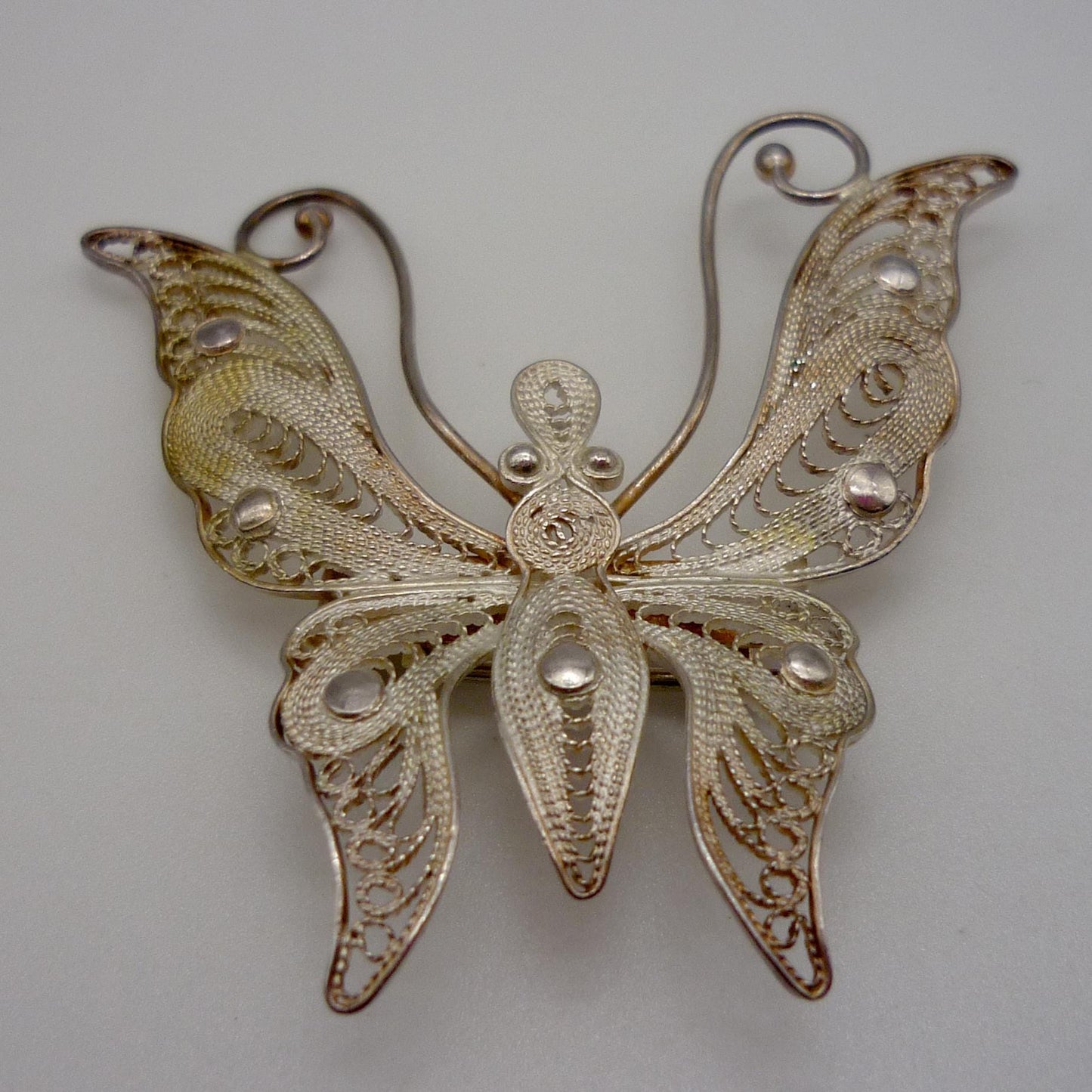 Vintage Silver Filigree Butterfly Brooch