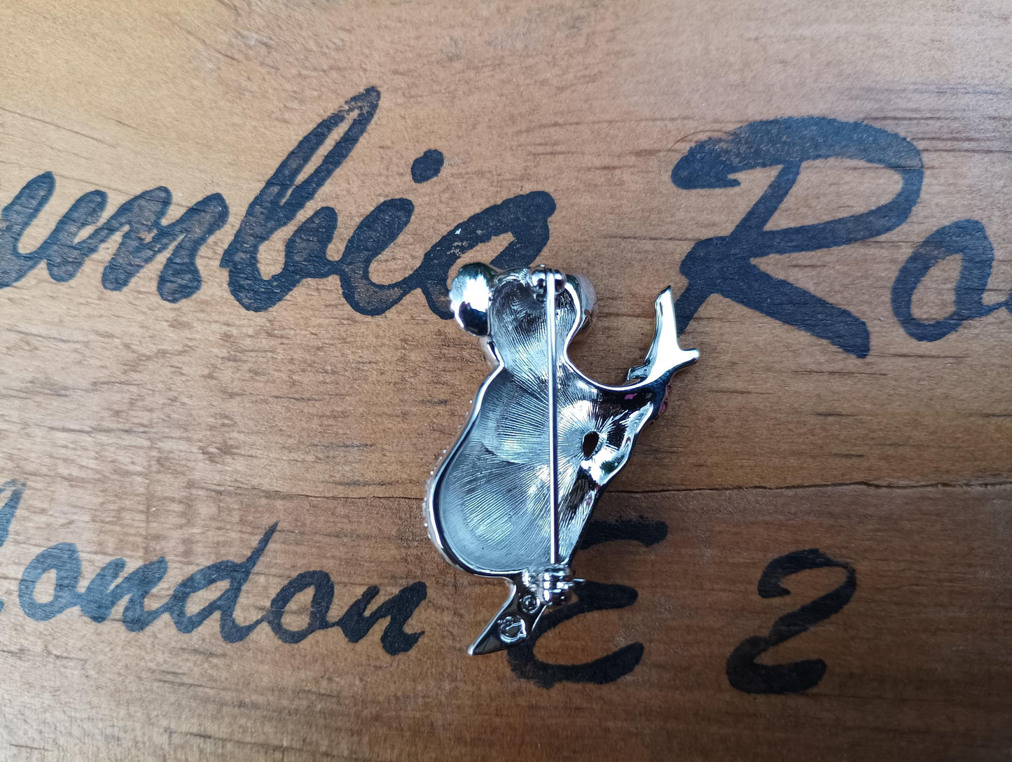 Vintage Rhodium Plated Swarovski Koala Pin