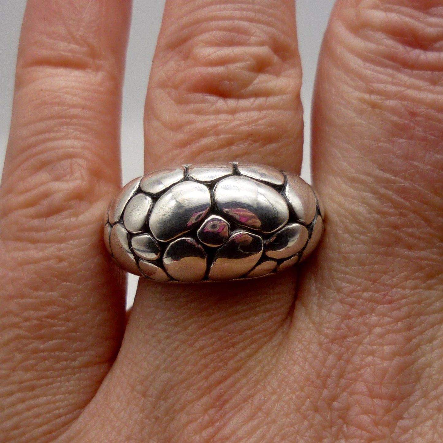 Chunky Silver Dome Ring Size 6.75