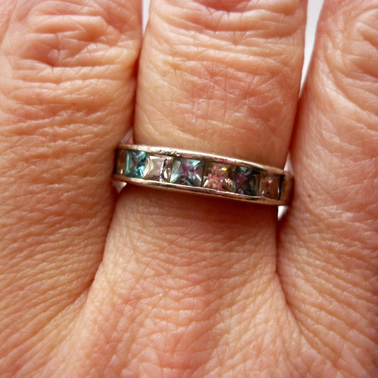 Vintage Silver and Gemstone Stacking Band Size 7.5