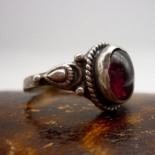 Vintage Silver Rhodolite Ring Size 6