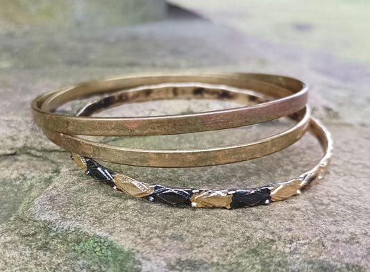 Set of Three Vintage Brass Bangles For Women