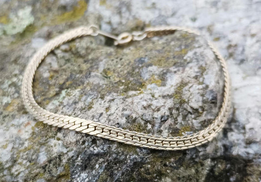 Gold Plated Flat Link Chain Bracelet