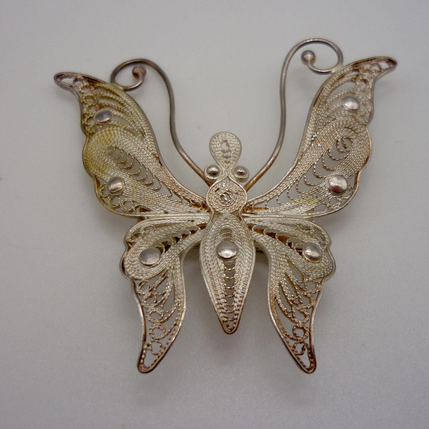 Vintage Silver Filigree Butterfly Brooch