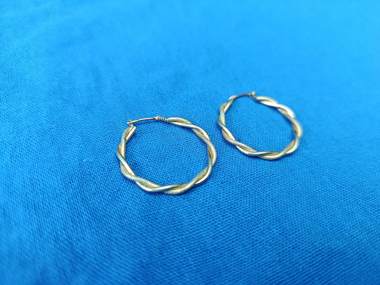 Vintage Gold Plated Braid Hoop Earrings