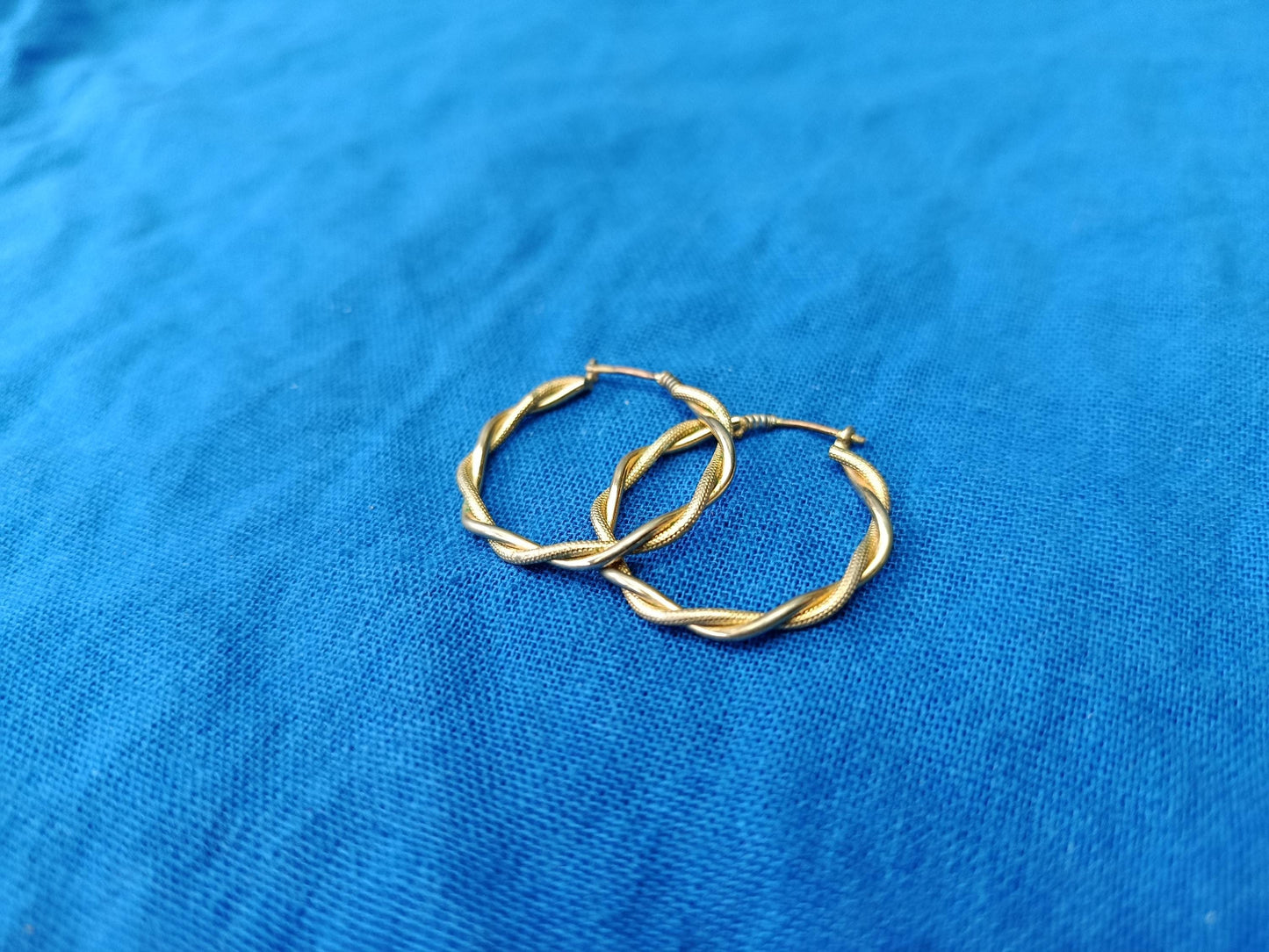 Vintage Gold Plated Braid Hoop Earrings