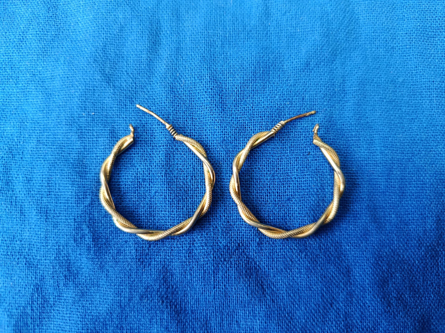 Vintage Gold Plated Braid Hoop Earrings