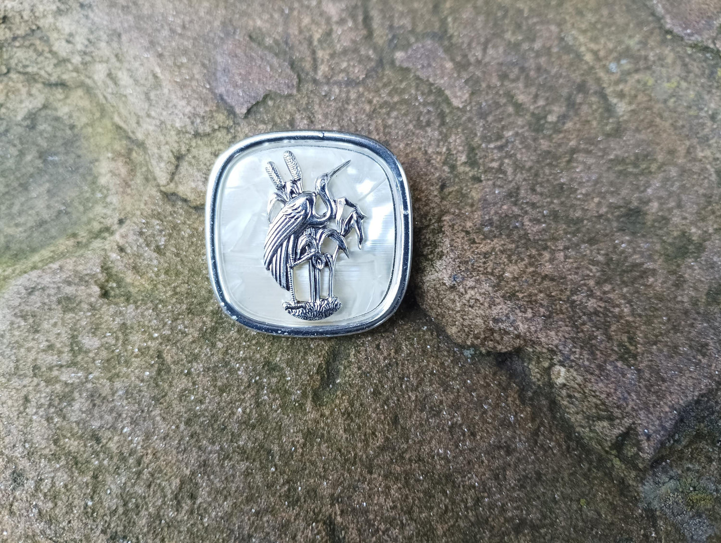 Vintage West German Lucite Scarf Clip with Heron Design