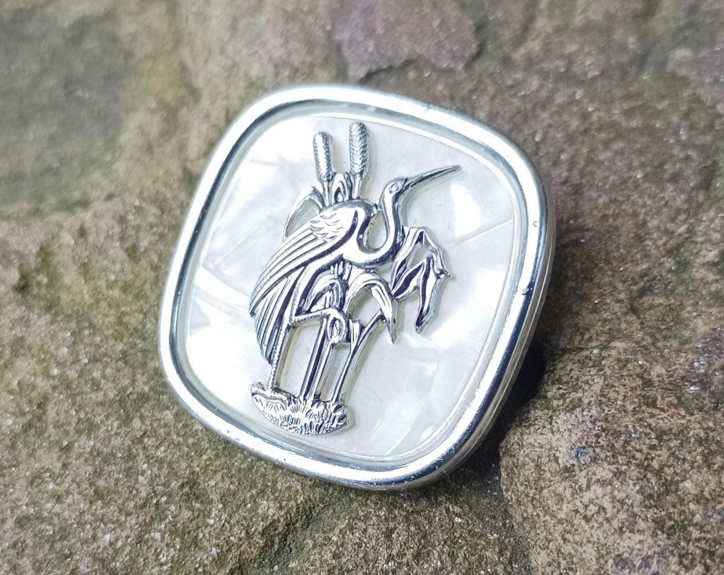 Vintage West German Lucite Scarf Clip with Heron Design