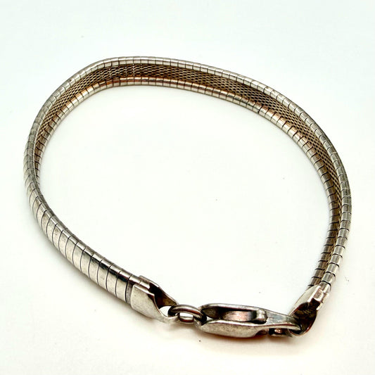 Sterling Silver Omega Flexible Mesh Link Chain Bracelet
