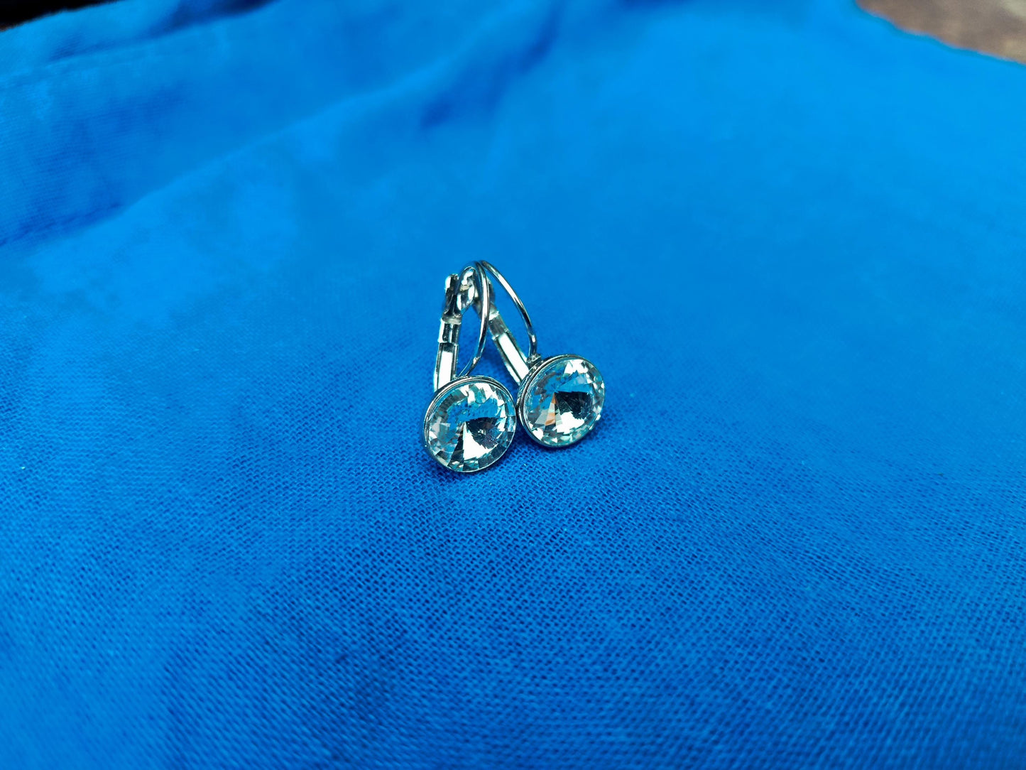 Vintage Rhodium Plated Crystal Dangle Earrings