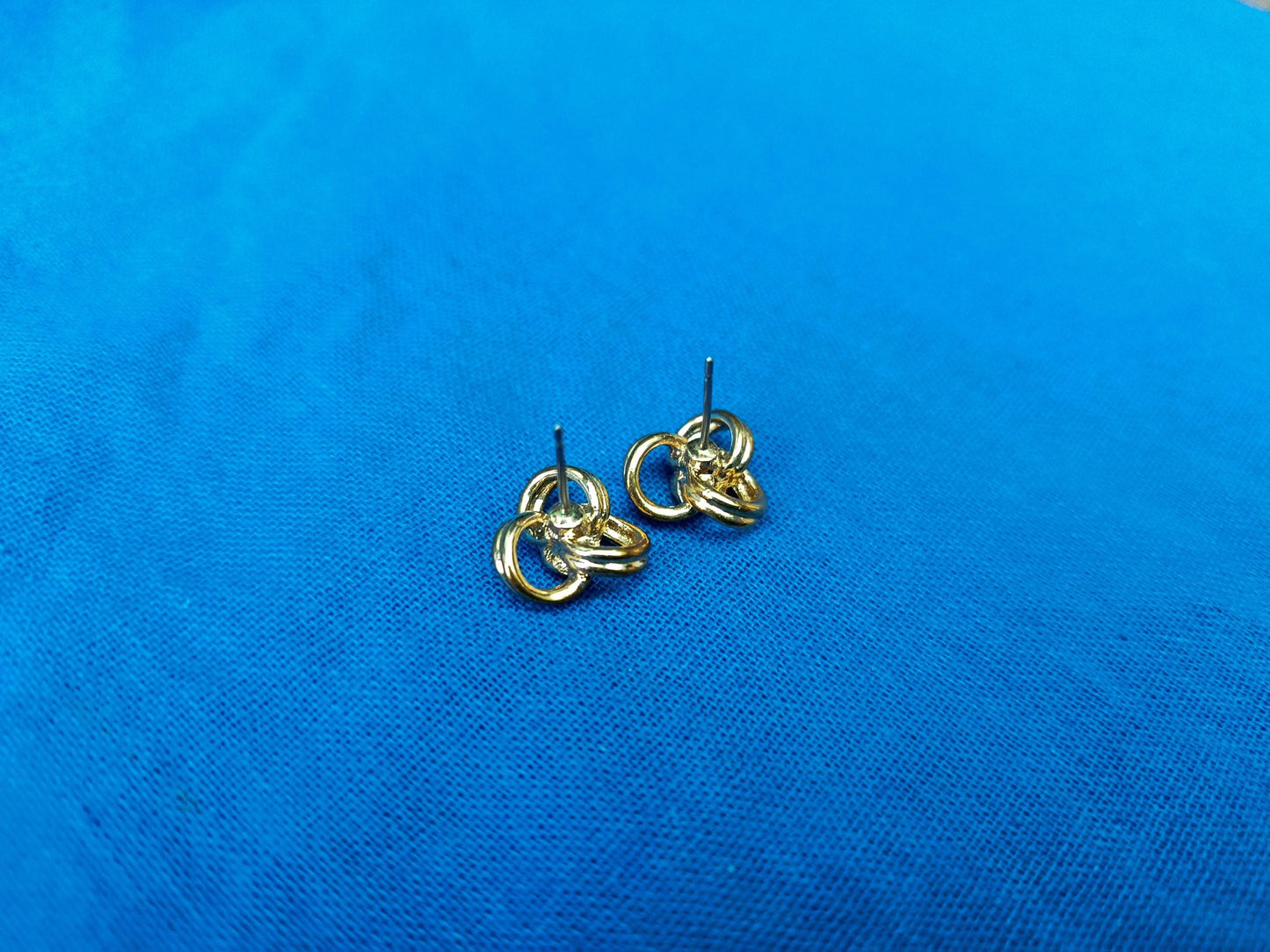 Gold Plated Simulated Diamond Stud Earrings in a Celtic Style Setting