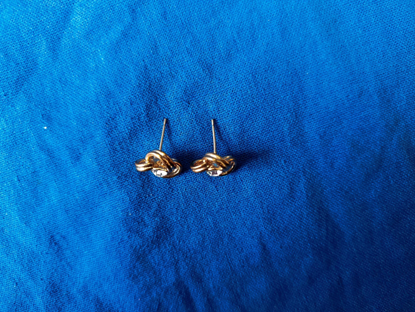 Gold Plated Simulated Diamond Stud Earrings in a Celtic Style Setting