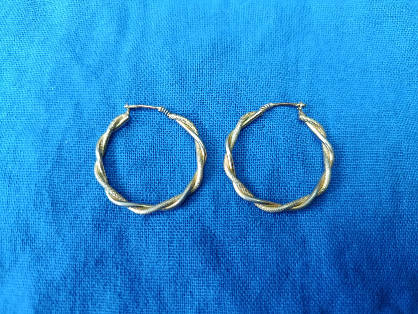 Vintage Gold Plated Braid Hoop Earrings