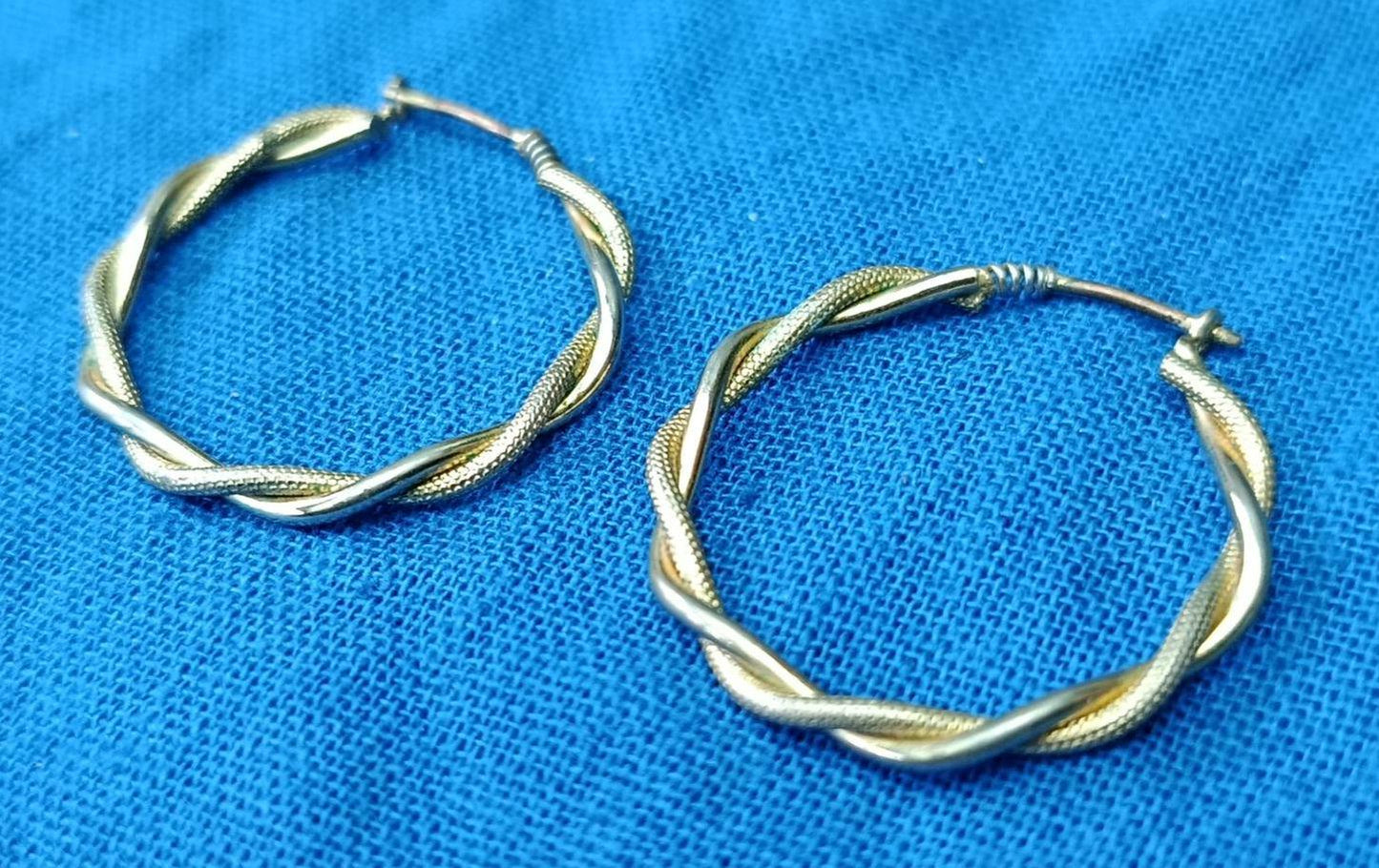 Vintage Gold Plated Braid Hoop Earrings