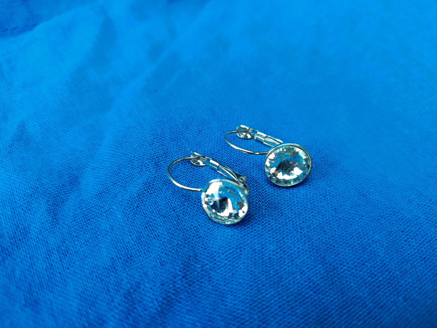Vintage Rhodium Plated Crystal Dangle Earrings