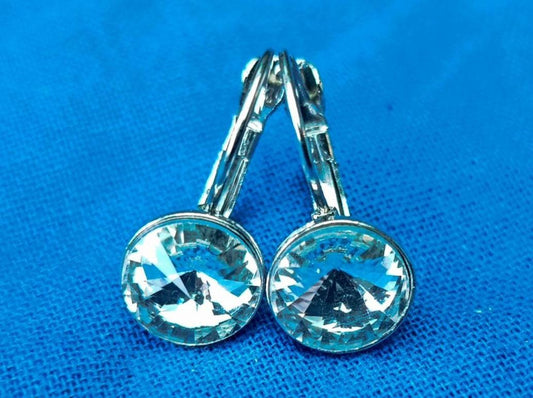 Vintage Rhodium Plated Crystal Dangle Earrings