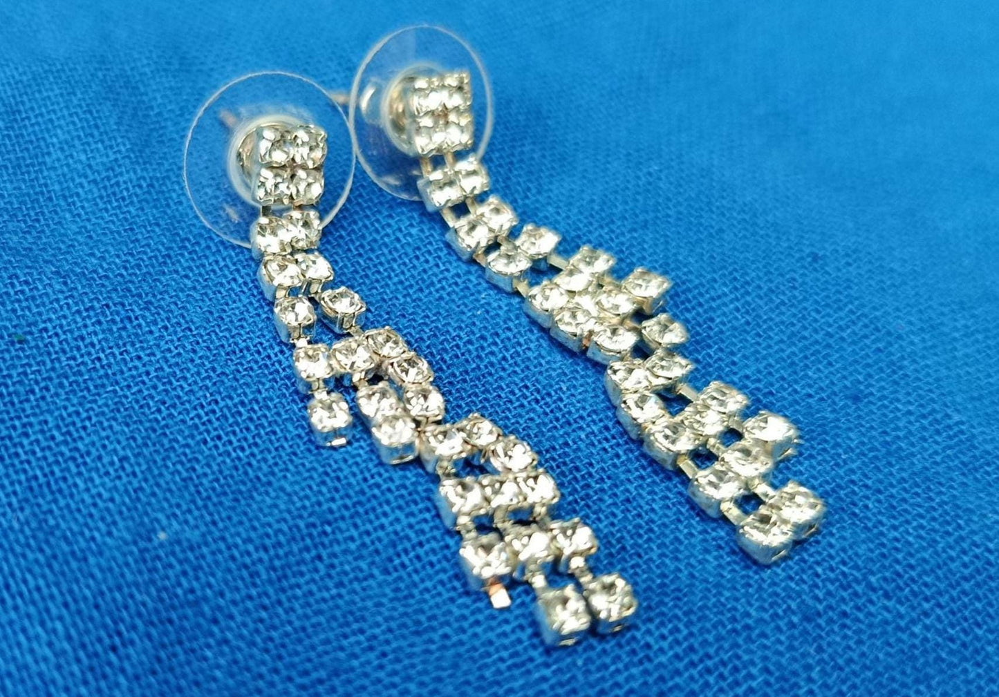 Vintage Art Deco Style Rhinestone Dangle Earrings