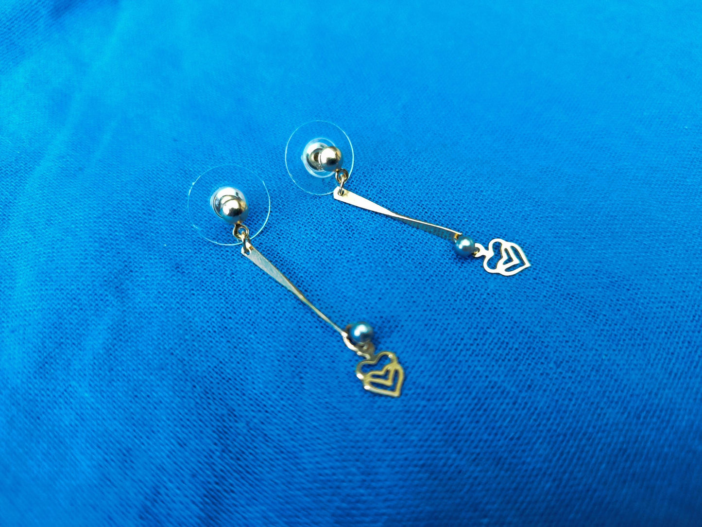 Vintage Gold Plated Double Heart Earrings