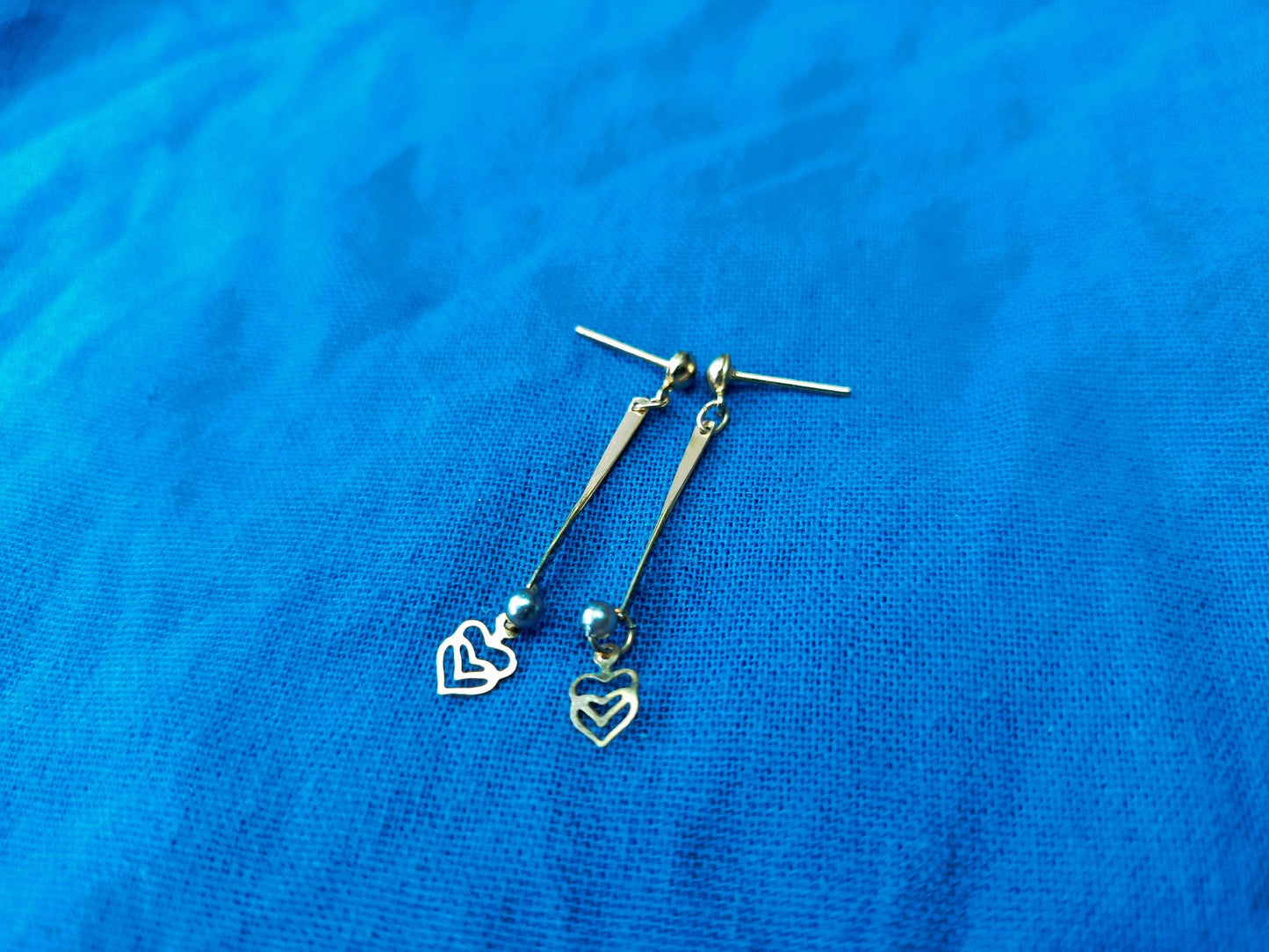 Vintage Gold Plated Double Heart Earrings