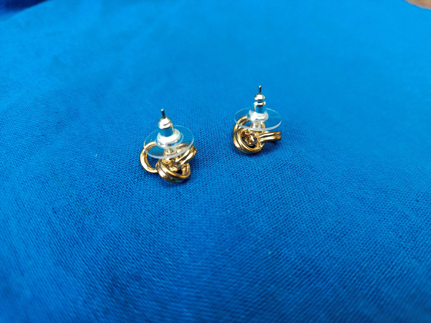 Gold Plated Simulated Diamond Stud Earrings in a Celtic Style Setting