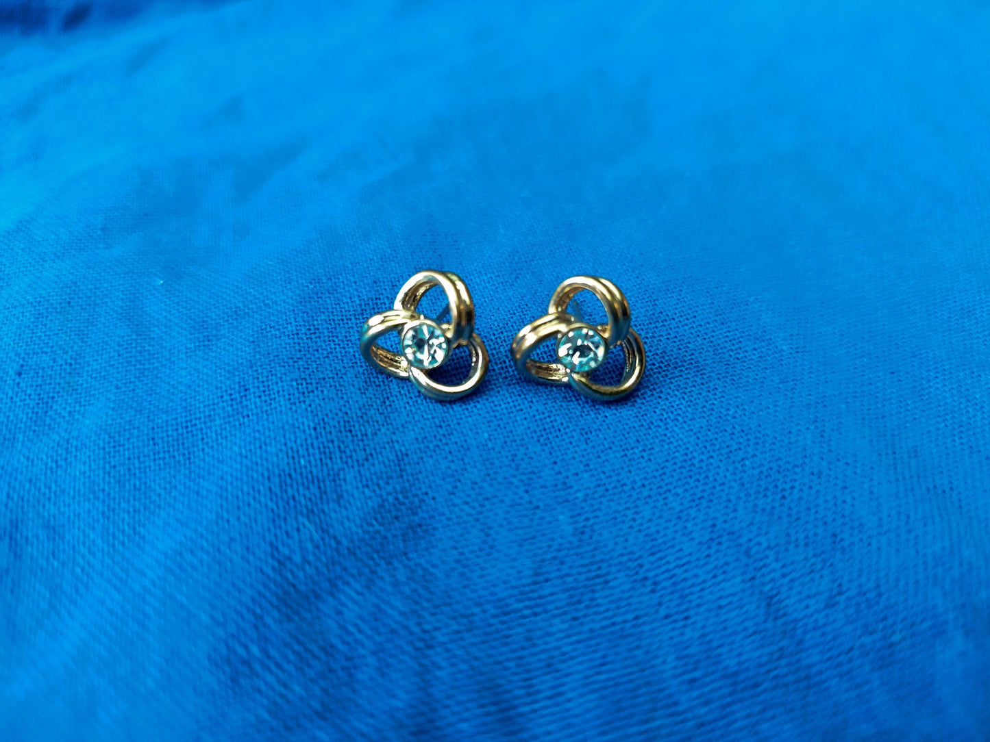 Gold Plated Simulated Diamond Stud Earrings in a Celtic Style Setting