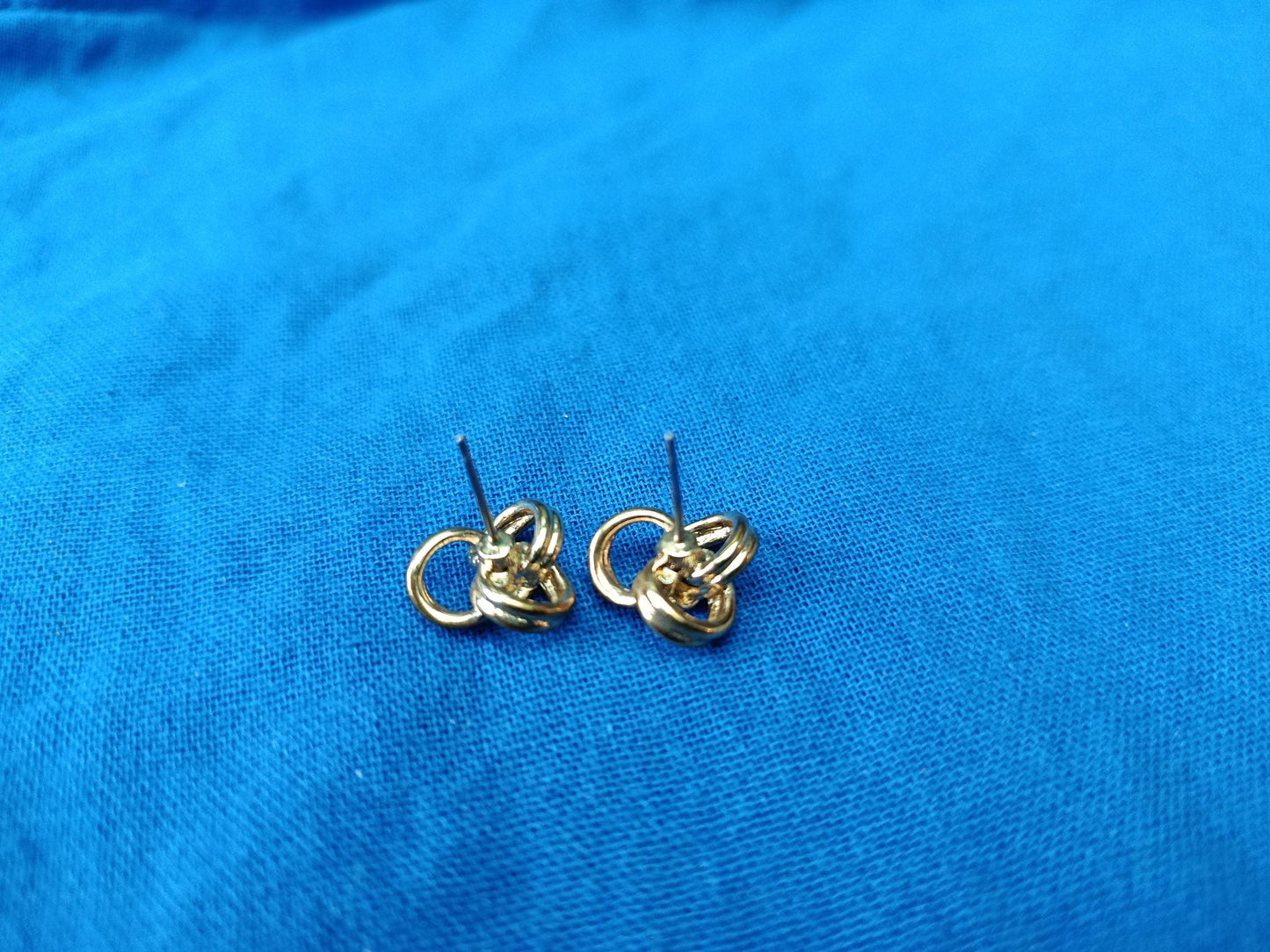 Gold Plated Simulated Diamond Stud Earrings in a Celtic Style Setting