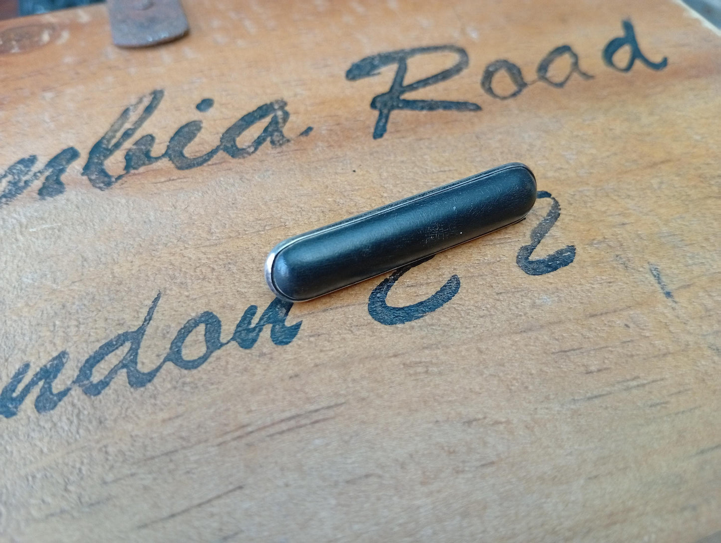Art Deco Sterling Silver & Bog Oak Bar Brooch