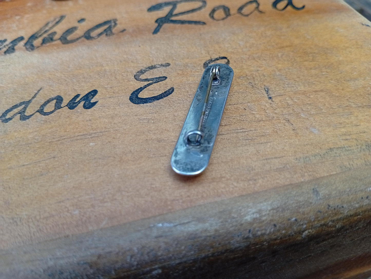 Art Deco Sterling Silver & Bog Oak Bar Brooch