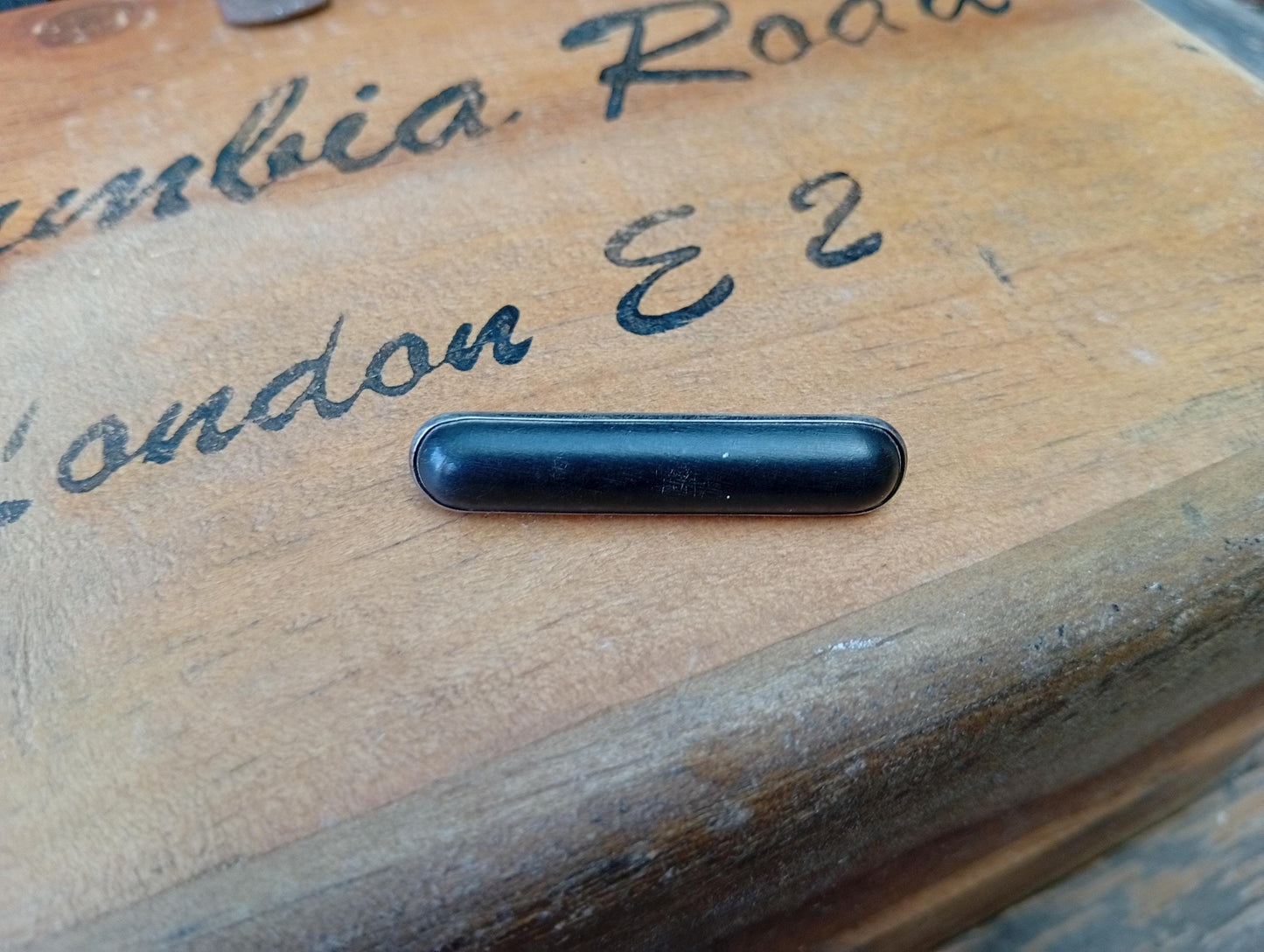 Art Deco Sterling Silver & Bog Oak Bar Brooch